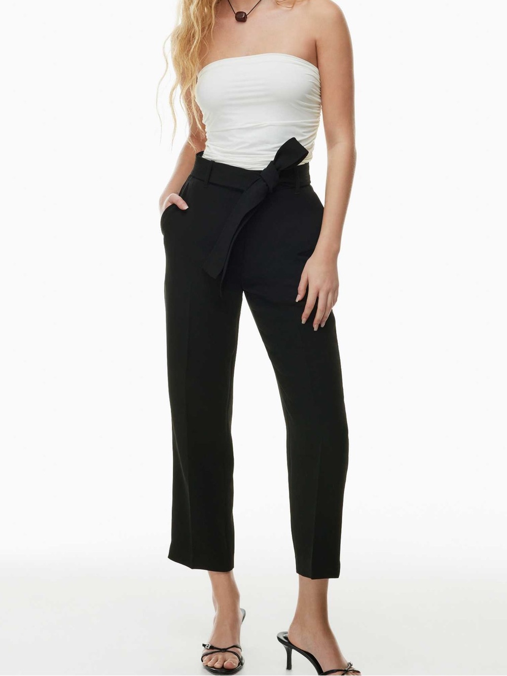 Wilfred Aritzia Tie front black high waist trouser pants - Size 16 (no belt)